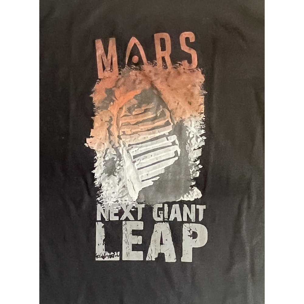 Mars Next Giant Leap Shirt Mens 2XL Black Graphic Space Astronaut Short Sleeve